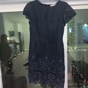 Navy Blue Crochet Shift Dress